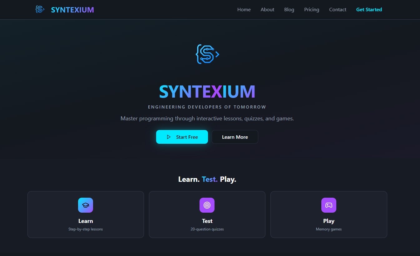 Learn programming through interactive lessons, quizzes, and games.